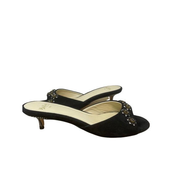 Butter Italy Black Kitten Heels~Embelished~Designer~Women's Size 7 - Picture 6 of 8